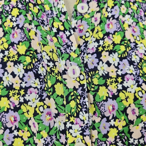 Maeve Anthropologie Ashleigh Shirt Floral Tie Puff Long Sleeve Button Up Small - Picture 4 of 9